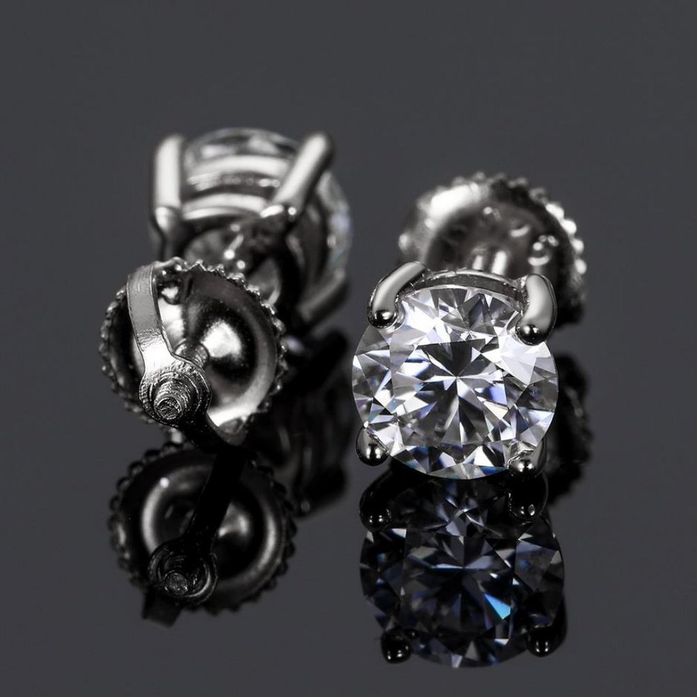 Certified 2ct. t.w. Moissanite Diamond Round Stud Earrings NEW - Picture 12 of 15
